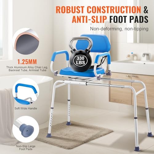 Sliding Swivel Bath Chair with Padded Seat — photo 4