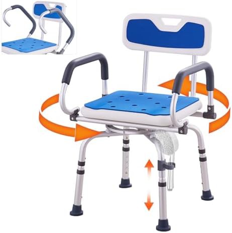 Rotating Shower Chair with Pivoting Arms