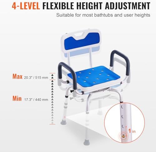 Swivel Shower Chair with Backrest and Arms — photo 3