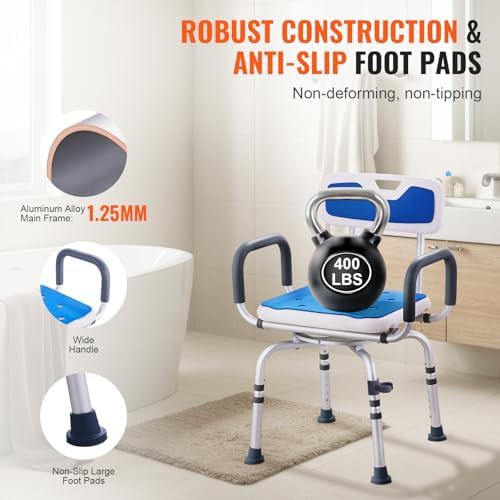 Swivel Shower Chair with Backrest and Arms — photo 4