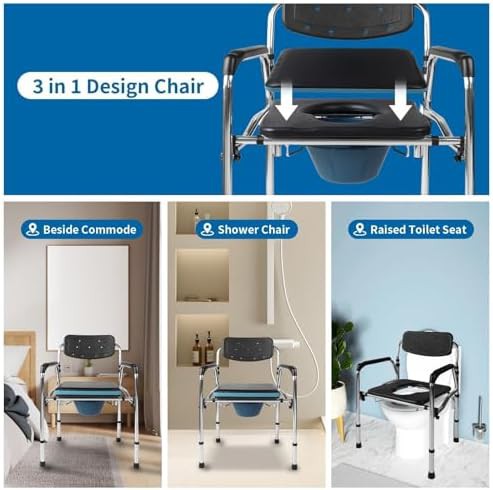 Extra wide bedside commode and shower chair — photo 4