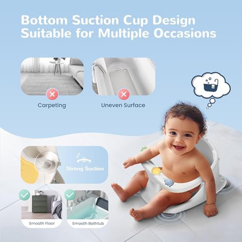 Gray padded baby bath seat with suction — photo 5