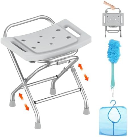 Adjustable folding gray shower seat