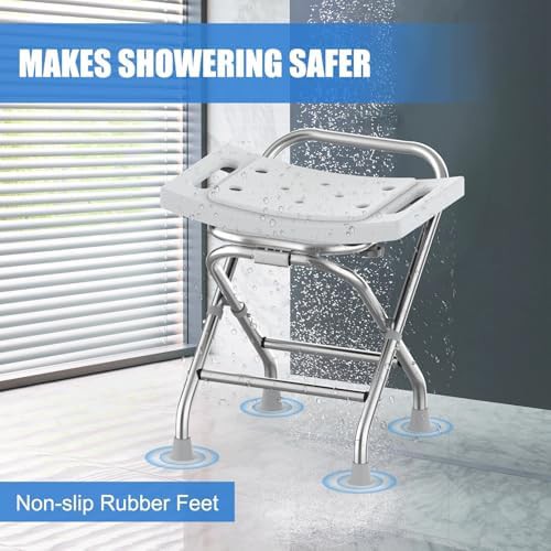 Adjustable folding gray shower seat — photo 5