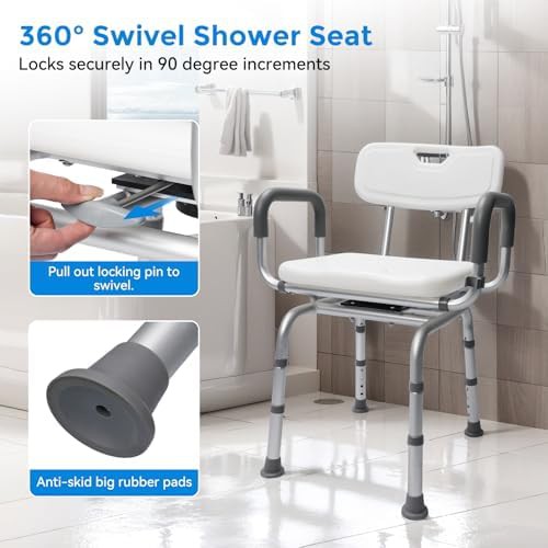 Swivel Shower Chair with Arms and Back — photo 4