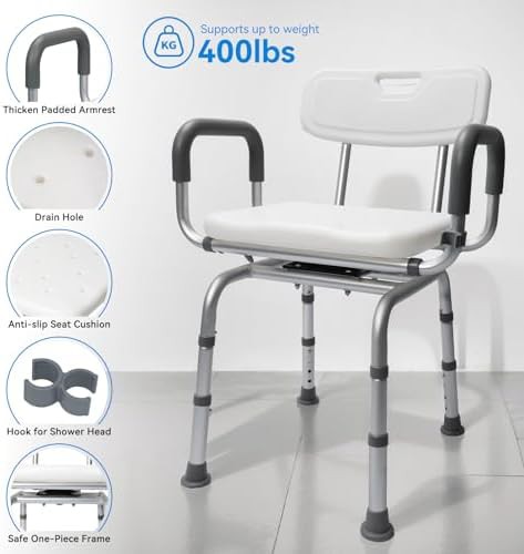 Swivel Shower Chair with Arms and Back — photo 5