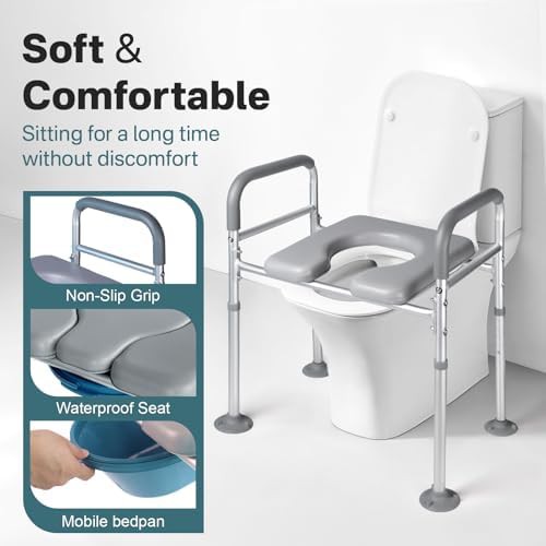 Elongated toilet seat riser with handles — photo 3