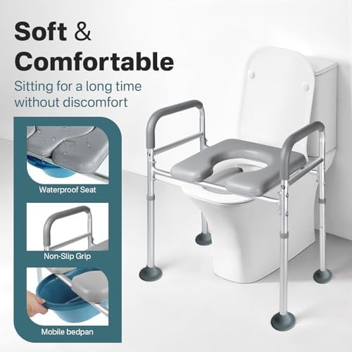 Elongated toilet seat riser with handles — photo 4
