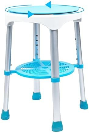 Blue swivel seat shower stool