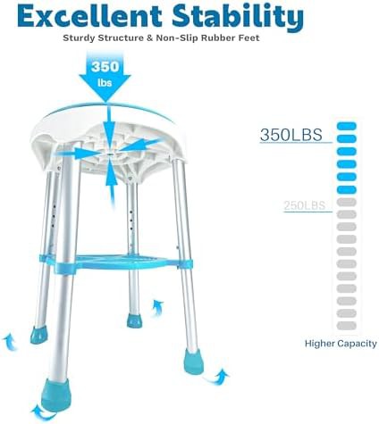Blue swivel seat shower stool — photo 4