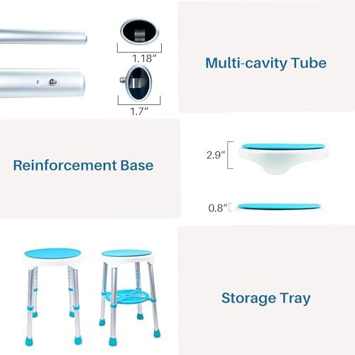 Blue swivel seat shower stool — photo 5