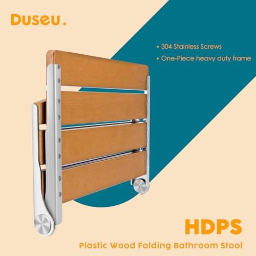 Wall mounted brown folding shower seat — photo 3