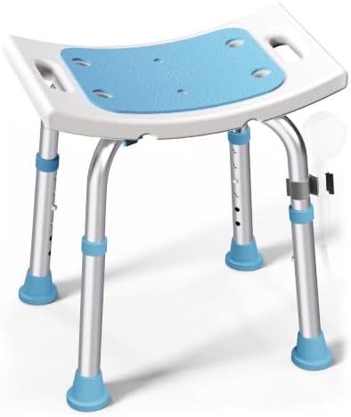 Adjustable height 300 lb shower stool