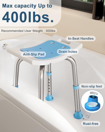 Adjustable height 300 lb shower stool — photo 3