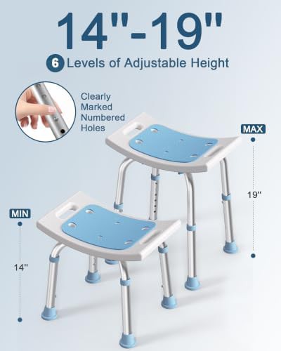 Adjustable height 300 lb shower stool — photo 4