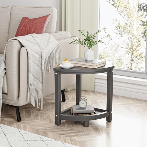 Grey Corner Shower Bench with Storage Shelf — photo 4