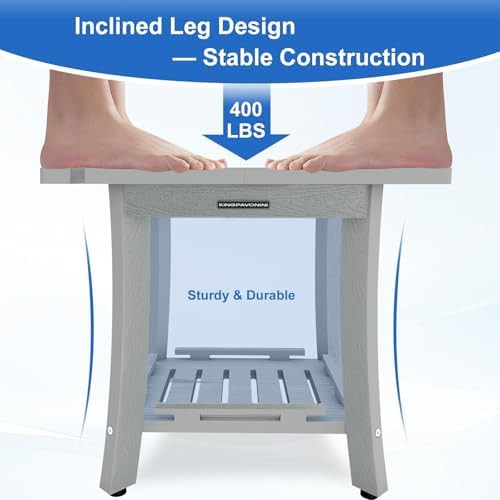 Gray poly lumber shower bench 18.6 in — photo 4