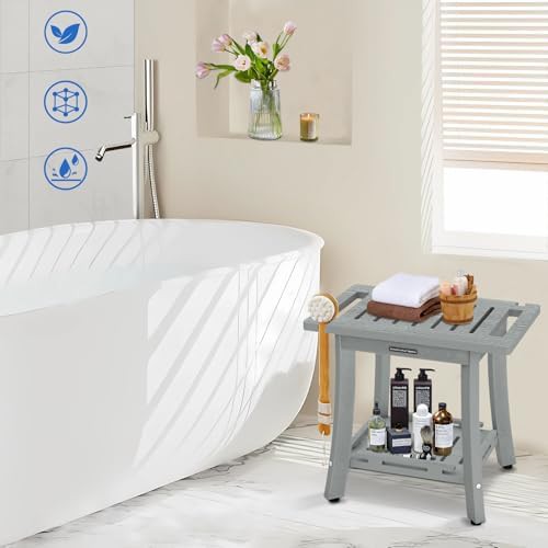 Gray poly lumber shower bench 18.6 in — photo 5
