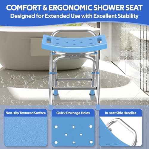 Stainless steel collapsible bath bench for seniors — photo 3