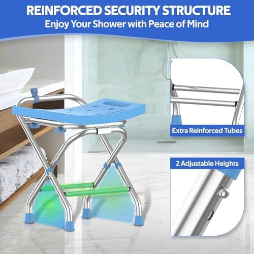 Stainless steel collapsible bath bench for seniors — photo 4