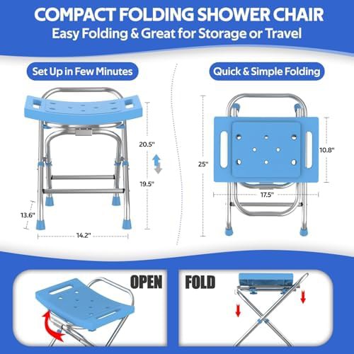 Stainless steel collapsible bath bench for seniors — photo 5