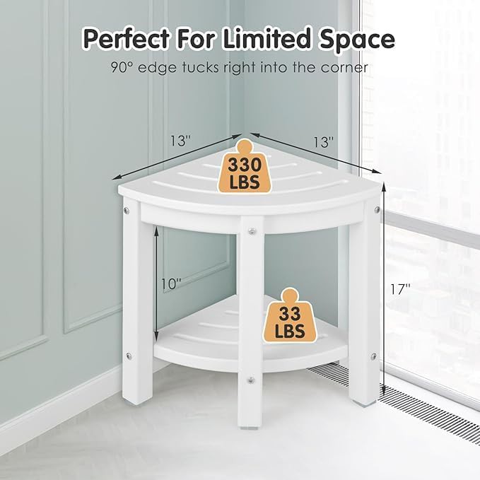 Corner HDPE spa bench with shelf — photo 3