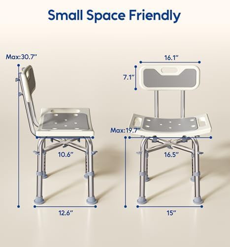 Rectangular aluminum shower chair with back — photo 4