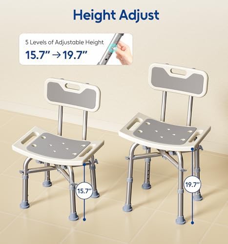 Rectangular aluminum shower chair with back — photo 5