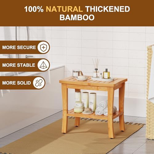 Bamboo spa bath stool with storage — photo 3