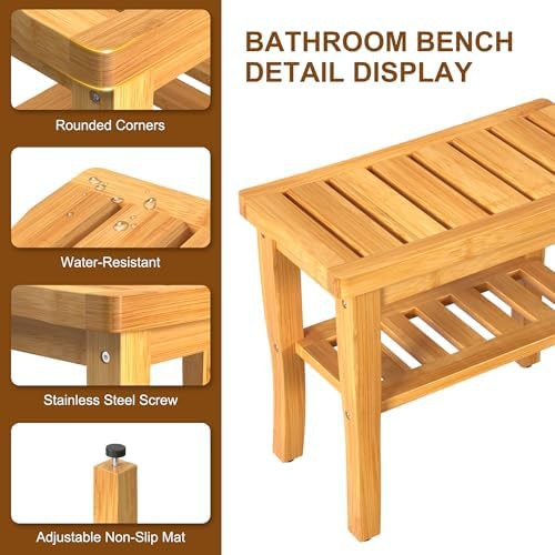 Bamboo spa bath stool with storage — photo 4