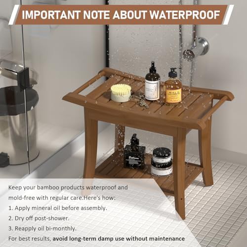 Bamboo shower seat and corner stool pair — photo 4