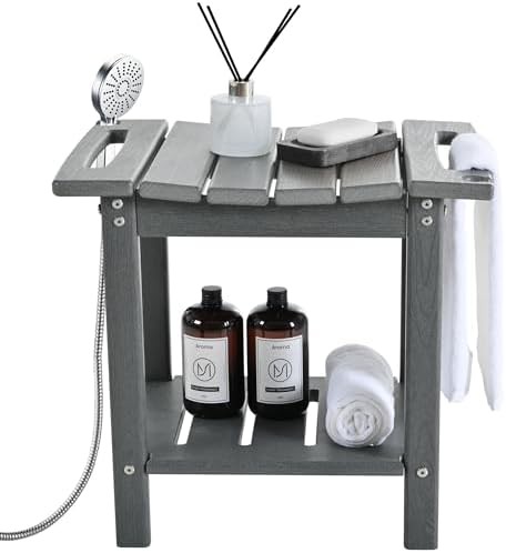 Grey Waterproof Poly Lumber Shower Stool