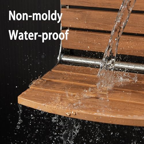 Teak finish folding wall shower seat — photo 5