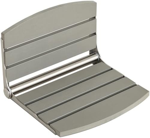Gray folding wall mount shower bench