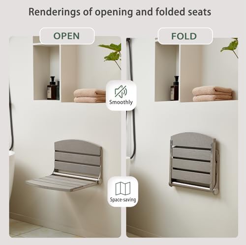Gray folding wall mount shower bench — photo 3