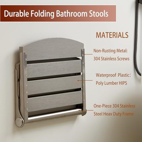 Gray folding wall mount shower bench — photo 4