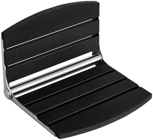 Black wall mounted folding shower seat