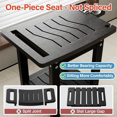 Black waterproof maintenance free shower chair — photo 2