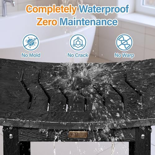 Black waterproof maintenance free shower chair — photo 3