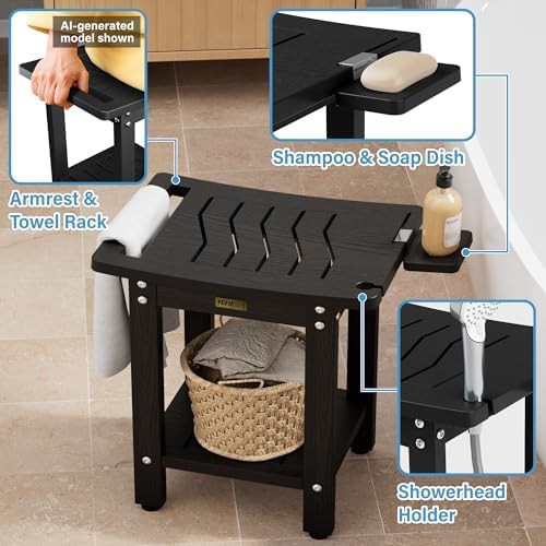 Black waterproof maintenance free shower chair — photo 4