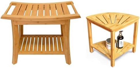 Bamboo bench with corner storage unit