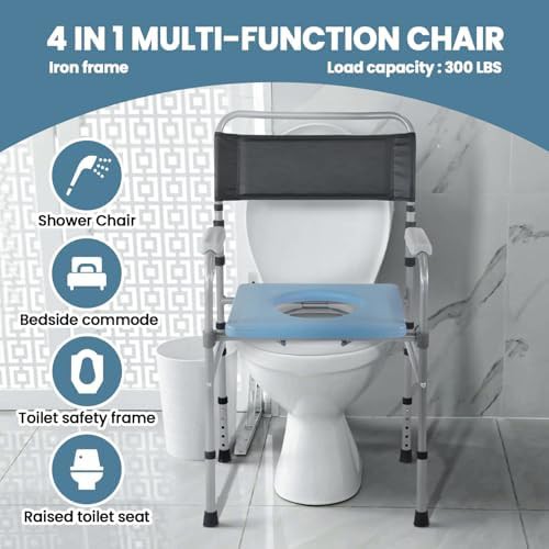 Folding Bedside Commode with Padded Seat — photo 3