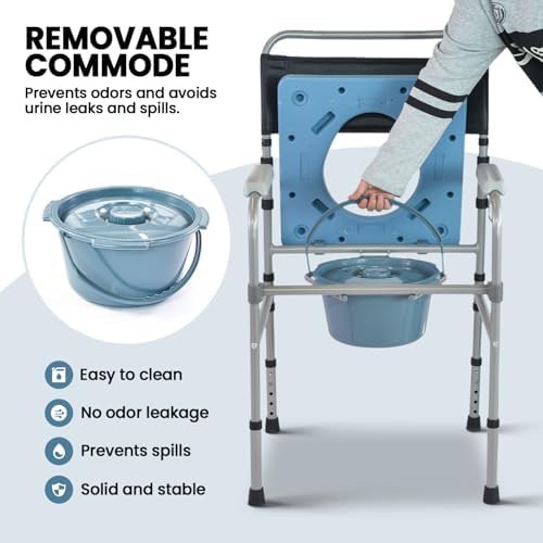 Folding Bedside Commode with Padded Seat — photo 4