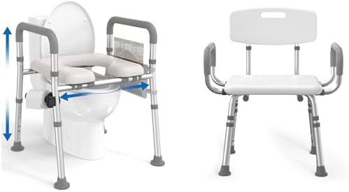Raised toilet seat and shower chair combo