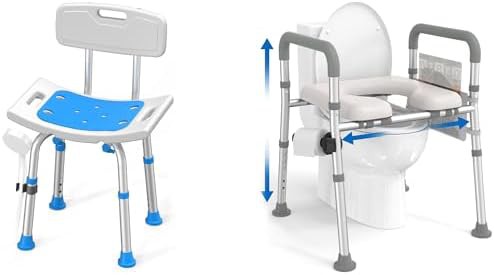 Shower chair with removable backrest and handles
