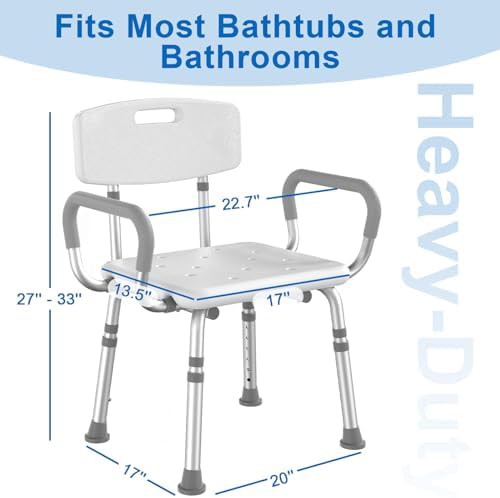 Heavy duty shower seat with padded arms — photo 3
