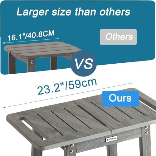 Gray two tier poly lumber shower bench — photo 5