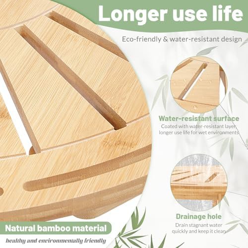 Bamboo corner stool with storage shelf — photo 4