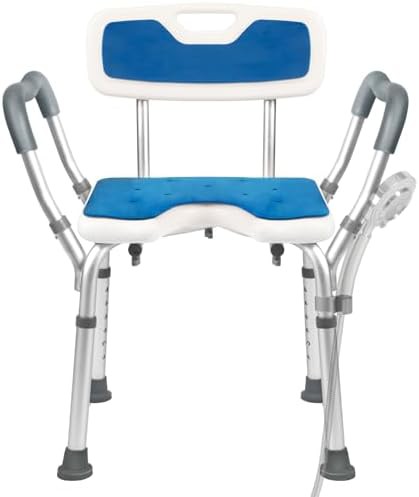 Heavy duty blue shower chair with arms