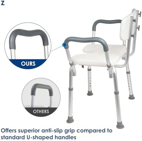 Heavy duty blue shower chair with arms — photo 3